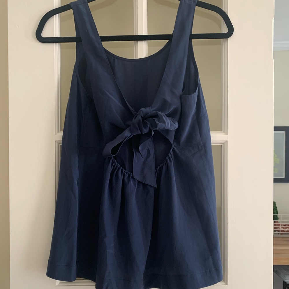 Madewell Silk Blue Tank with Tie on Back